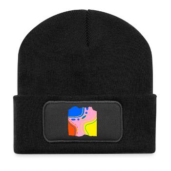 Œuvres d’art abstraites en flux de couleurs - Beanie recyclé à patch - noir - Devant
