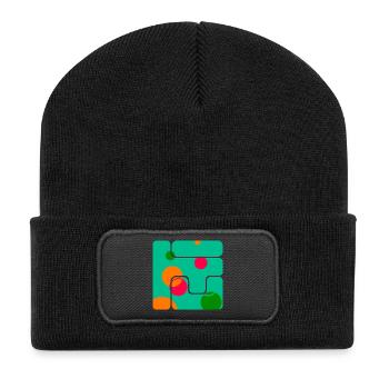 Geometrische Formen Kunst Design - Recycelte Patch Beanie - Schwarz - Vorne