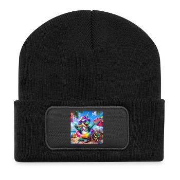 Beach Logo - Recycled Patch Beanie - black - Front