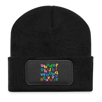School Child ABC Letters - Recycled Patch Beanie - black - Front