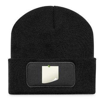 Post-it Zettel - Recycelte Patch Beanie - Schwarz - Vorne