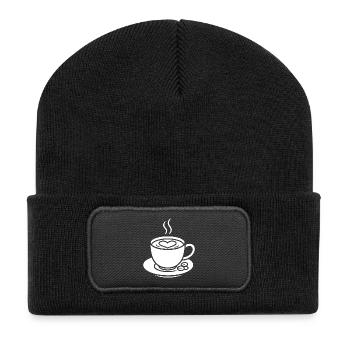 Coffee cup with heart for connoisseurs - Recycled Patch Beanie - black - Front