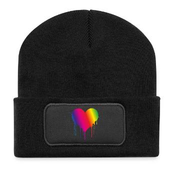 Rainbow Drip Heart - Recycled Patch Beanie - black - Front