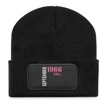 60th birthday, September 1966 - Recycled Patch Beanie - black - Front