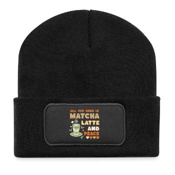 Matcha Latte Design - Recycled Patch Beanie - black - Front