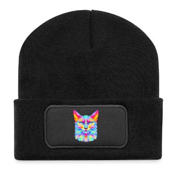 Geometric Cat Burst - Recycled Patch Beanie - black - Front