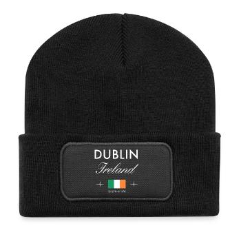 Dublin Irlande Coordonnées Souvenir de voyage - Beanie recyclé à patch - noir - Devant