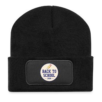 Zurück zur Schule 2026 | Schülerlehrerin - Recycelte Patch Beanie - Schwarz - Vorne