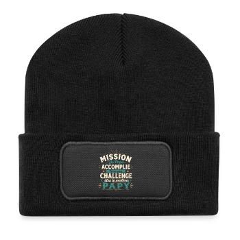 Mission De Papa Accomplie Cadeau Pour Futur Papy - Beanie recyclé à patch - noir - Devant