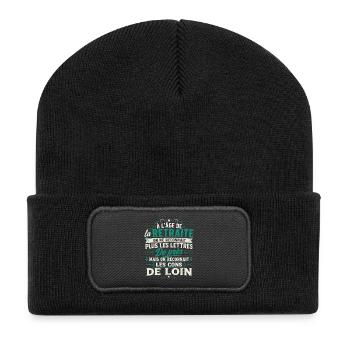 Avec l'age on reconnaît les cons de loin - Beanie recyclé à patch - noir - Devant