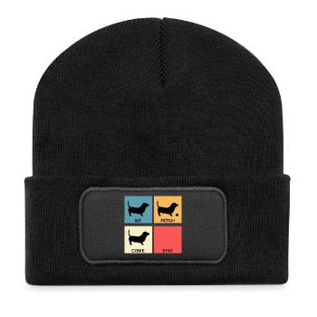 Basset Hound Hundeliebhaber Geschenk für Hundemama - Recycelte Patch Beanie - Schwarz - Vorne