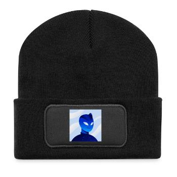 Blue Gradient Mask Avatar - Recycelte Patch Beanie - Schwarz - Vorne