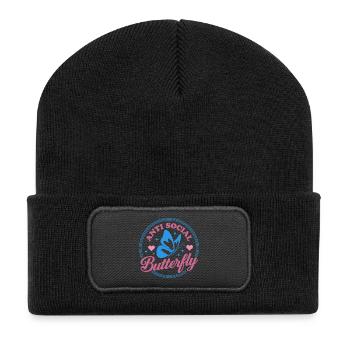 Anti Social Butterfly - Recycled Patch Beanie - black - Front