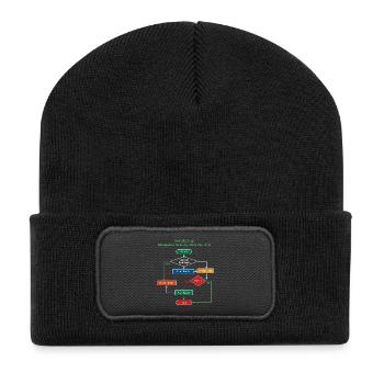 Bouldering: Debugging Gravity Nerd Design - Recycelte Patch Beanie - Schwarz - Vorne