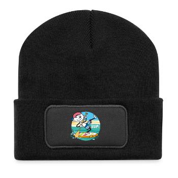 SUP - Supi! Strichel mit Stand Up Paddle. - Recycelte Patch Beanie - Schwarz - Vorne