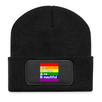 ACAB: ALL COLORS ARE BEAUTIFUL, PRIDE, LGBTQ+ - Recycelte Patch Beanie - Schwarz - Vorne
