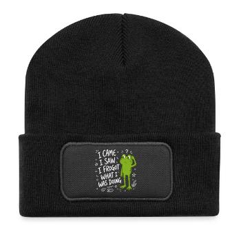Frosch - I came I saw I frogot what i was doing - Recycelte Patch Beanie - Schwarz - Vorne