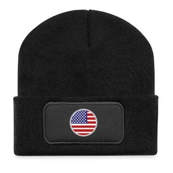 Flagge der Vereinigten Staaten - Recycelte Patch Beanie - Schwarz - Vorne