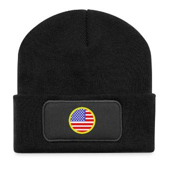 Flagge der Vereinigten Staaten - Recycelte Patch Beanie - Schwarz - Vorne
