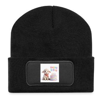 Lammy Happy B-day - Recycelte Patch Beanie - Schwarz - Vorne
