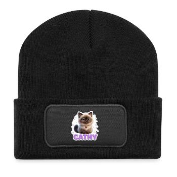 Fluffy Love Cathy - Recycelte Patch Beanie - Schwarz - Vorne