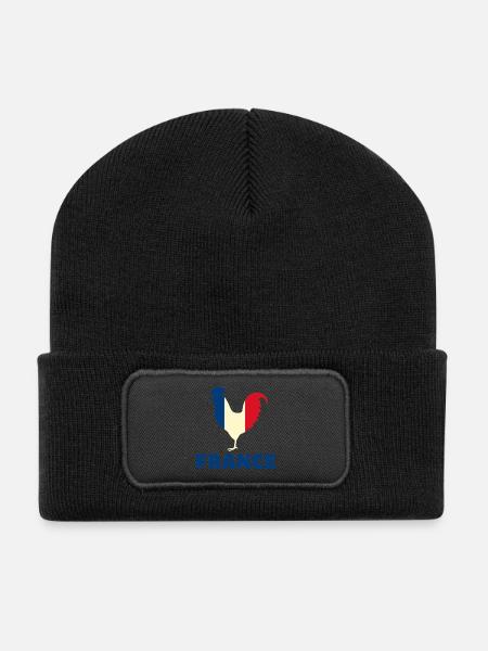Frankreich Flagge - Recycelte Patch Beanie - Schwarz