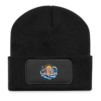 Kaltwassergruppe – Zusammen rein ins Wasser - Recycelte Patch Beanie - Schwarz - Vorne