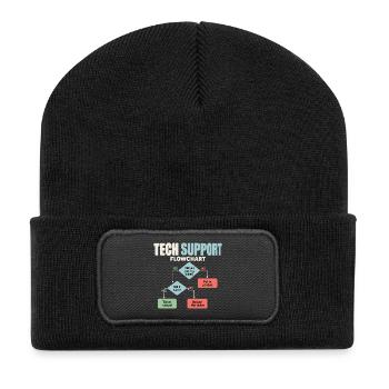 IT Support Flowchart Helpdesk Humor - Recycelte Patch Beanie - Schwarz - Vorne