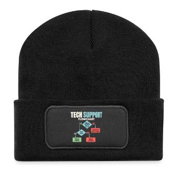 IT Support Flowchart Helpdesk Humor - Recycelte Patch Beanie - Schwarz - Vorne