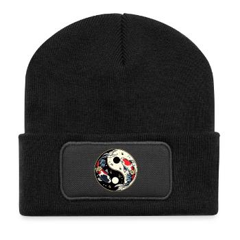 Yin Yang Koi - Recycelte Patch Beanie - Schwarz - Vorne