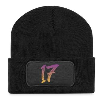 17 - Recycelte Patch Beanie - Schwarz - Vorne