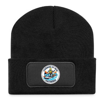 Wildwasser SUP Roboter Wildnis Paddler Design - Recycelte Patch Beanie - Schwarz - Vorne