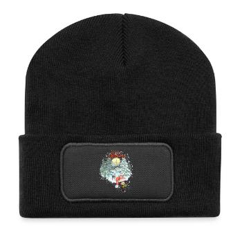 Merry Christmas mit Glücki & Bambi - Recycelte Patch Beanie - Schwarz - Vorne