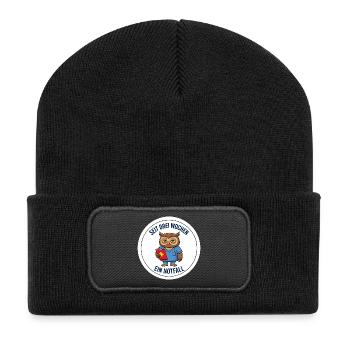 Notdienst Tierarzt Eule Nachtschicht Spruch Shirt - Recycelte Patch Beanie - Schwarz - Vorne