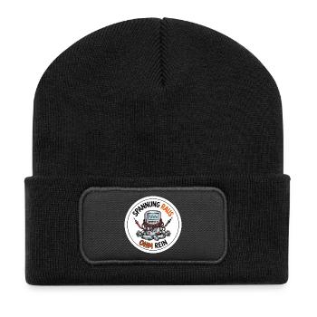 Spannung raus Ohm rein Elektriker Meditation - Recycelte Patch Beanie - Schwarz - Vorne