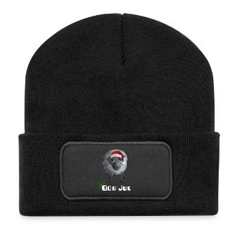 Graues Schaf God Jul - Schwedisch - Recycelte Patch Beanie - Schwarz - Vorne
