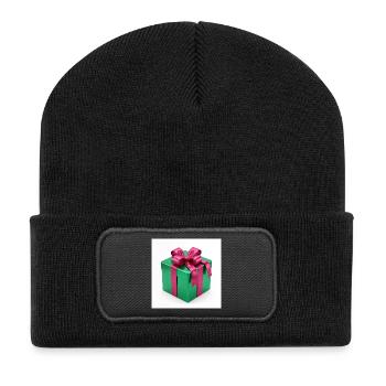 Grünes Geschenkpaket - Recycelte Patch Beanie - Schwarz - Vorne
