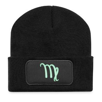 Jungfrau Sternzeichen Pastellgrün - Recycelte Patch Beanie - Schwarz - Vorne