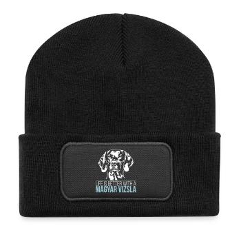 LIFE IS BETTER WITH A MAGYAR VIZSLA - Recycelte Patch Beanie - Schwarz - Vorne