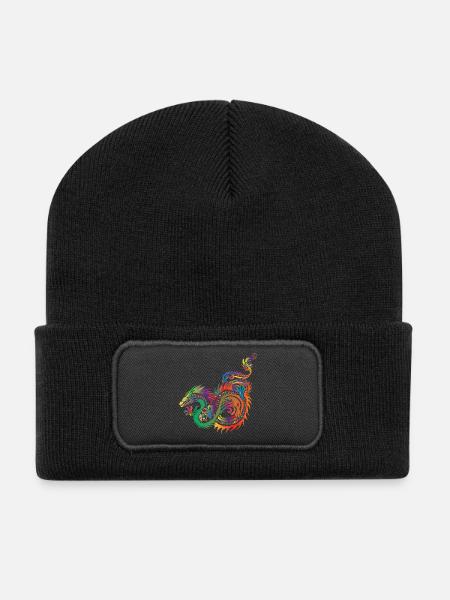 Dragon coloré - Beanie recyclé à patch - noir