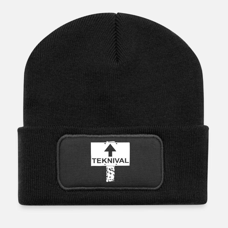 teknival tekno 23 - Recycelte Patch Beanie - Schwarz