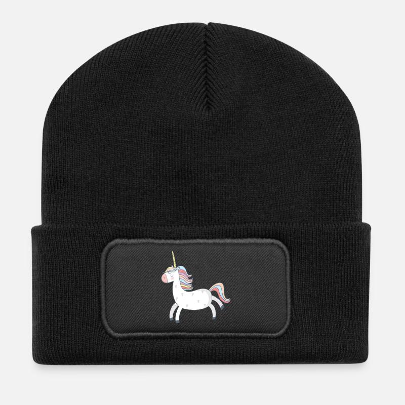 Einhorn - Recycelte Patch Beanie - Schwarz