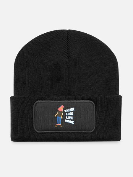 Think less, live more - Recycled Patch Beanie - black
