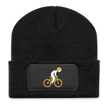 A Racing Cyclist On His Bike - Recycled Patch Beanie - black - Front