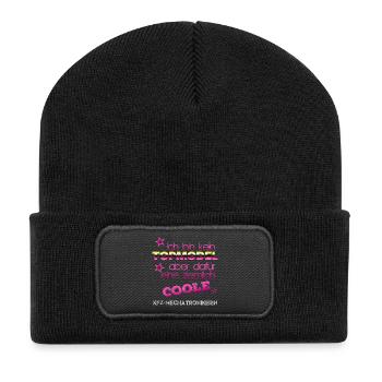 Kein Topmodel coole KFZ-Mechatronikerin - Recycelte Patch Beanie - Schwarz - Vorne