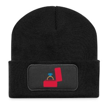 Bague cadeau de mariage - Beanie recyclé à patch - noir - Devant