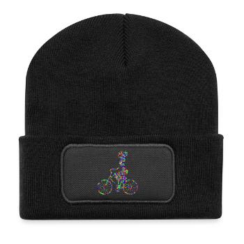 bicycle mountain bike cyclist mountainbike fahrrad - Recycelte Patch Beanie - Schwarz - Vorne