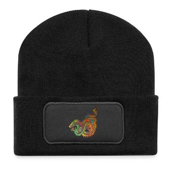 Chinesischer Drache - Recycelte Patch Beanie - Schwarz - Vorne