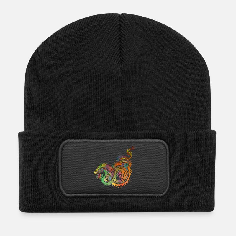 Chinesischer Drache - Recycelte Patch Beanie - Schwarz