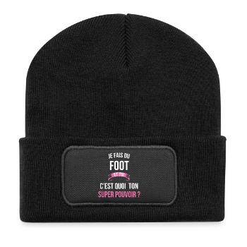 Foot super pouvoir femme - Beanie recyclé à patch - noir - Devant